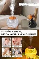 Hava Nemlendirici Buhar Makinesi Ahşap Detaylı  Gece Lambası