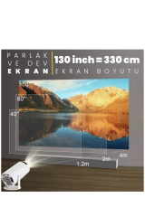 Ultra HD Taşınabilir Mini Projektör – USB Destekli Kumandalı  Yüksek Dinamik Aralıklı (HDR), Highlight Lens