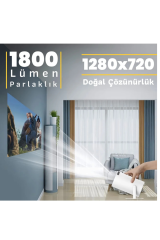 Ultra HD Taşınabilir Mini Projektör – USB Destekli Kumandalı  Yüksek Dinamik Aralıklı (HDR), Highlight Lens
