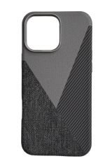 AKFA iPhone 15 Pro Deri Karbon Ve Kumaş Tasarımlı  Kılıf