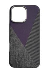 AKFA iPhone 15 Pro Deri Karbon Ve Kumaş Tasarımlı  Kılıf