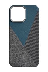 AKFA iPhone 15 Pro Deri Karbon Ve Kumaş Tasarımlı  Kılıf