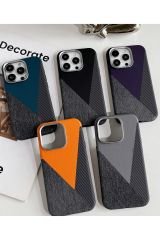 AKFA iPhone 16  Deri Karbon Ve Kumaş Tasarımlı  Kılıf