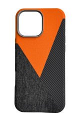 AKFA iPhone 16 Pro Deri Karbon Ve Kumaş Tasarımlı Kılıf