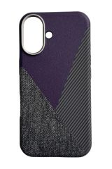 AKFA iPhone 16 Plus  Deri Karbon Ve Kumaş Tasarımlı Kılıf