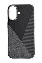 AKFA iPhone 16 Plus  Deri Karbon Ve Kumaş Tasarımlı Kılıf