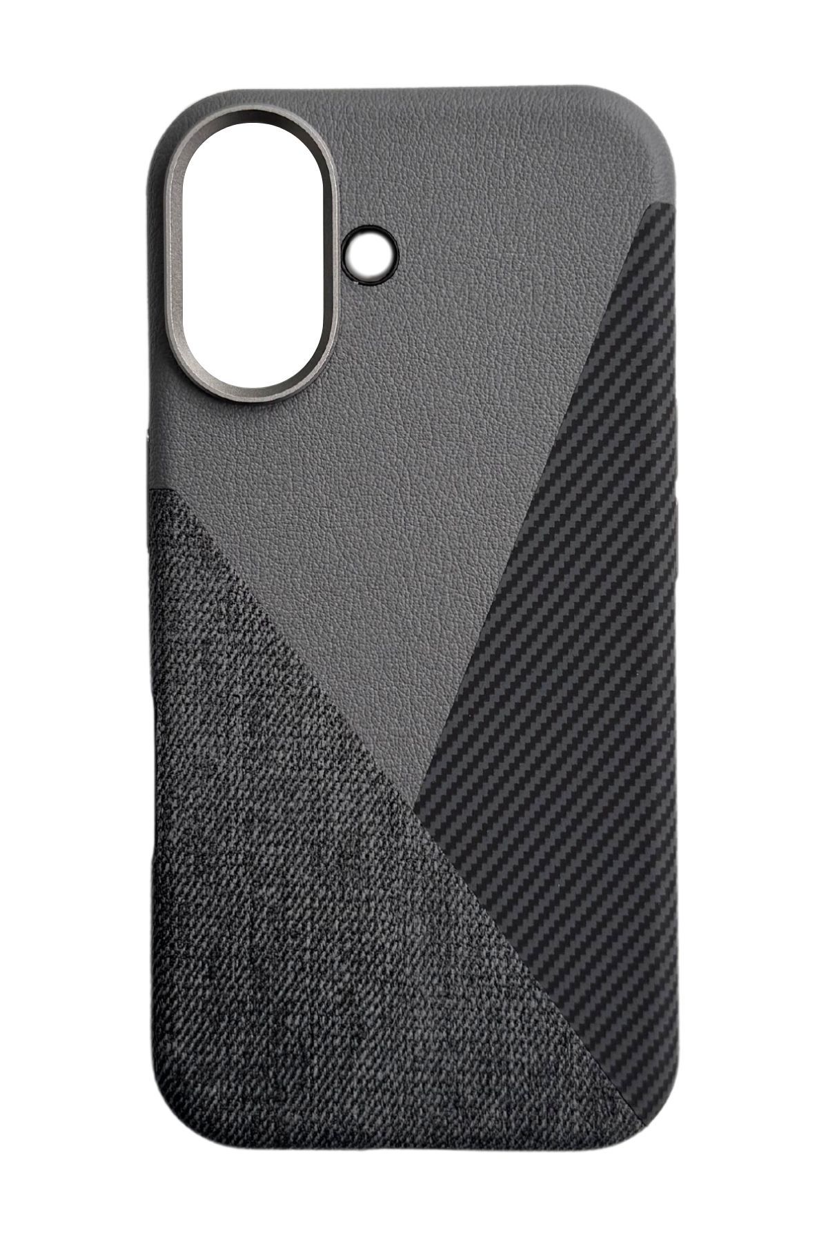 AKFA iPhone 16 Plus  Deri Karbon Ve Kumaş Tasarımlı Kılıf