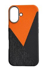 AKFA iPhone 16 Plus  Deri Karbon Ve Kumaş Tasarımlı Kılıf