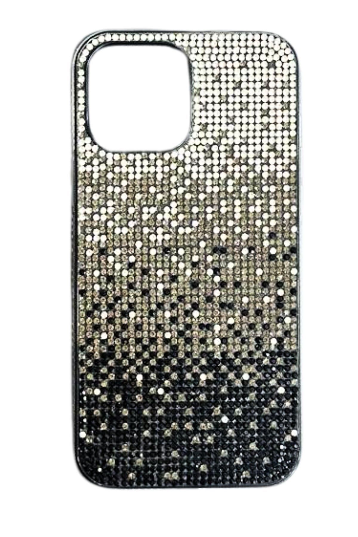 Akfa İphone 14 Plus Uyumlu Diamond Serisi Taşlı Şık  Kılıf siyah