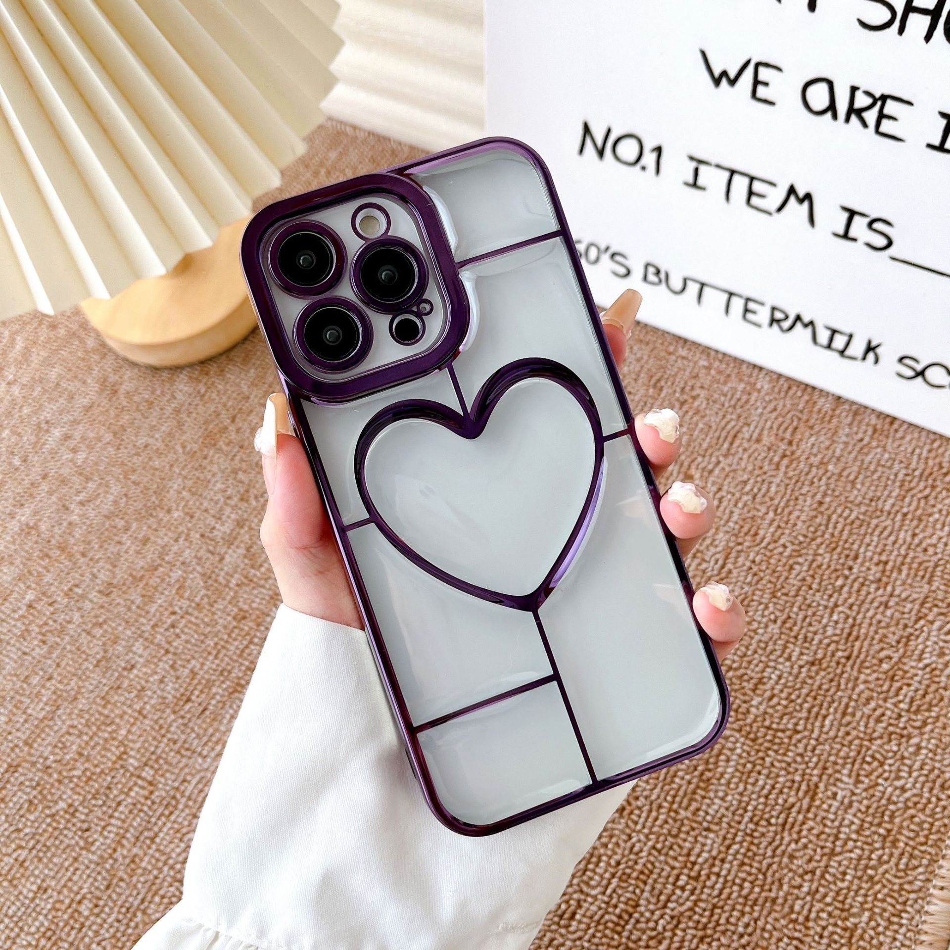 Akfa İphone 14 Pro Max  Uyumlu  Kalpli Aşk Kılıf - Yumuşak Silikon ve Şık Tasarım