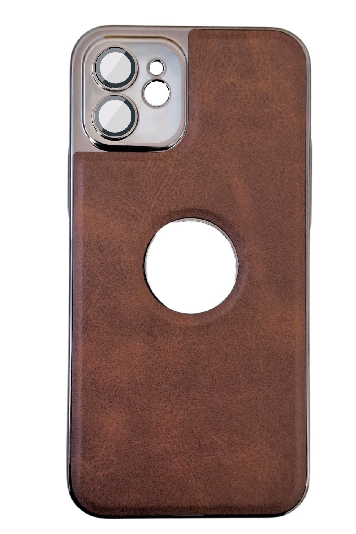 AKFA iPhone 12 Kamera Korumalı Deri Desenli  Kılıfı