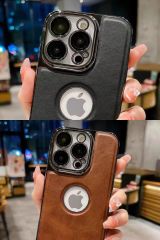 AKFA iPhone 12 Kamera Korumalı Deri Desenli  Kılıfı