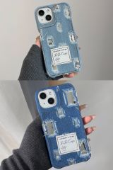 AKFA iPhone 15  Denim Kot Desenli Premium Kılıfı