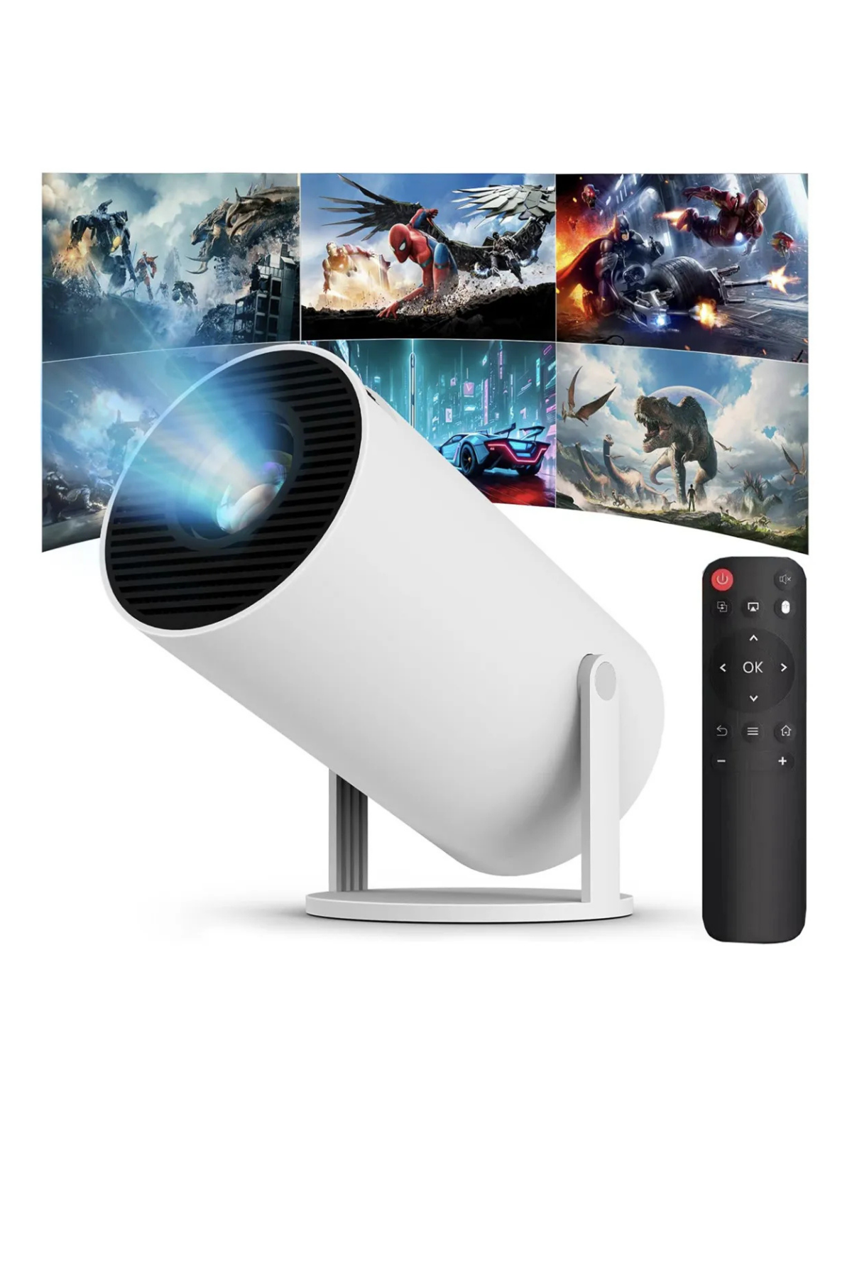 Ultra HD Taşınabilir Mini Projektör – USB Destekli Kumandalı  Yüksek Dinamik Aralıklı (HDR), Highlight Lens