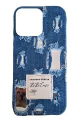 AKFA iPhone 15 Pro Denim Kot Desenli Premium  Kılıf