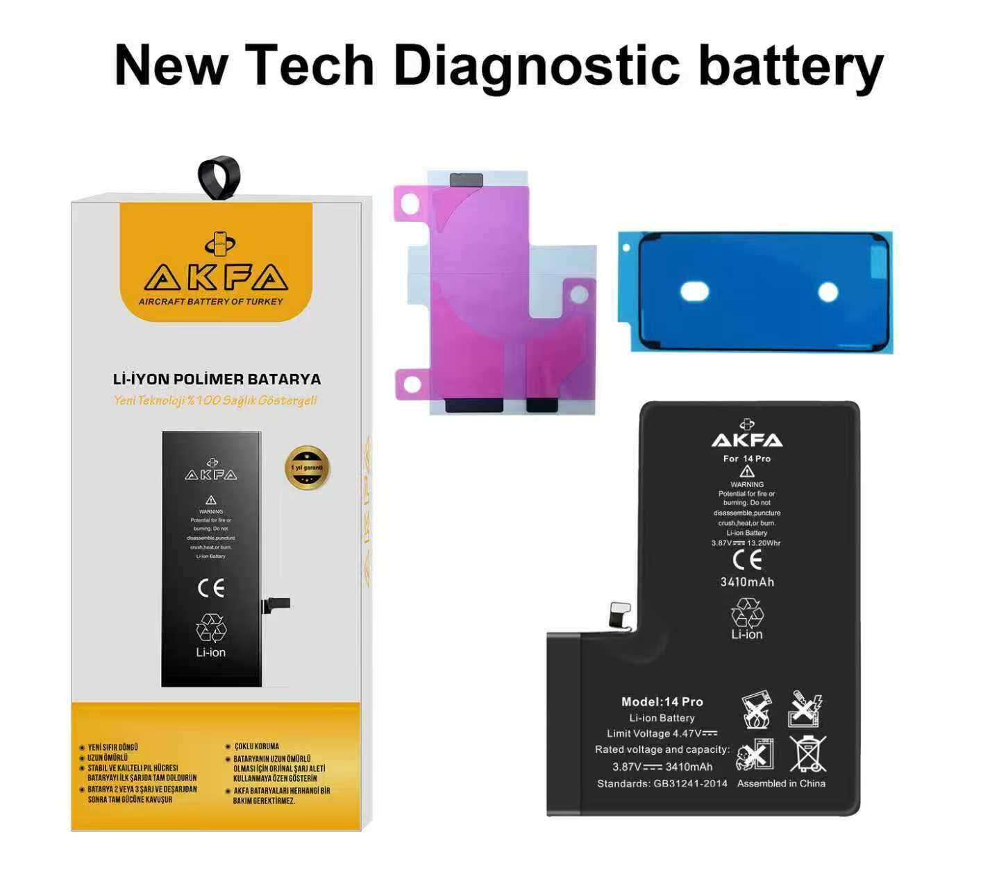 Akfa  İphone 14 Pro Batarya Uyarı Vermeyen 3410 mAh