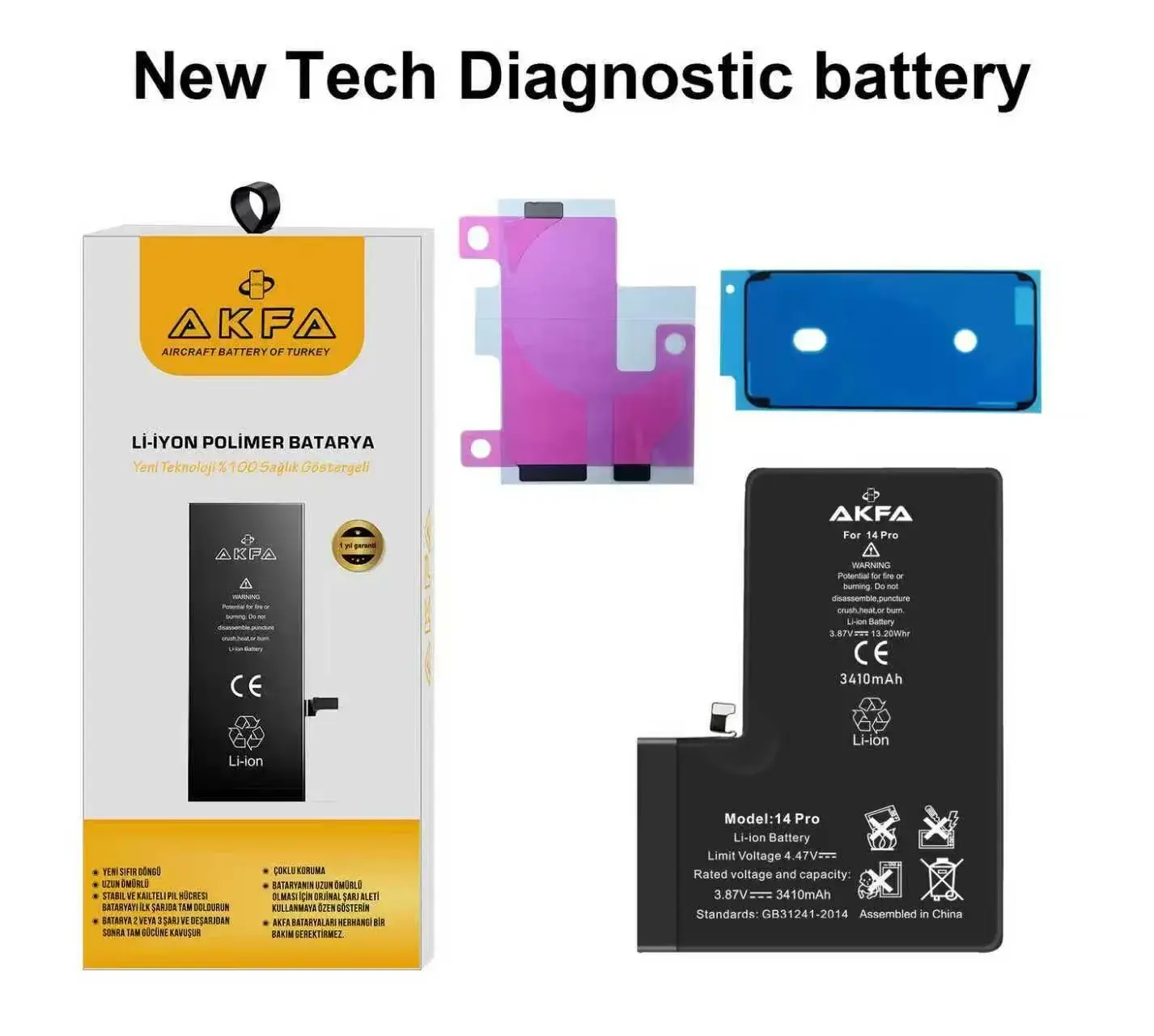 Akfa İphone 14 Pro Batarya Uyarı Vermeyen 3410 mAh