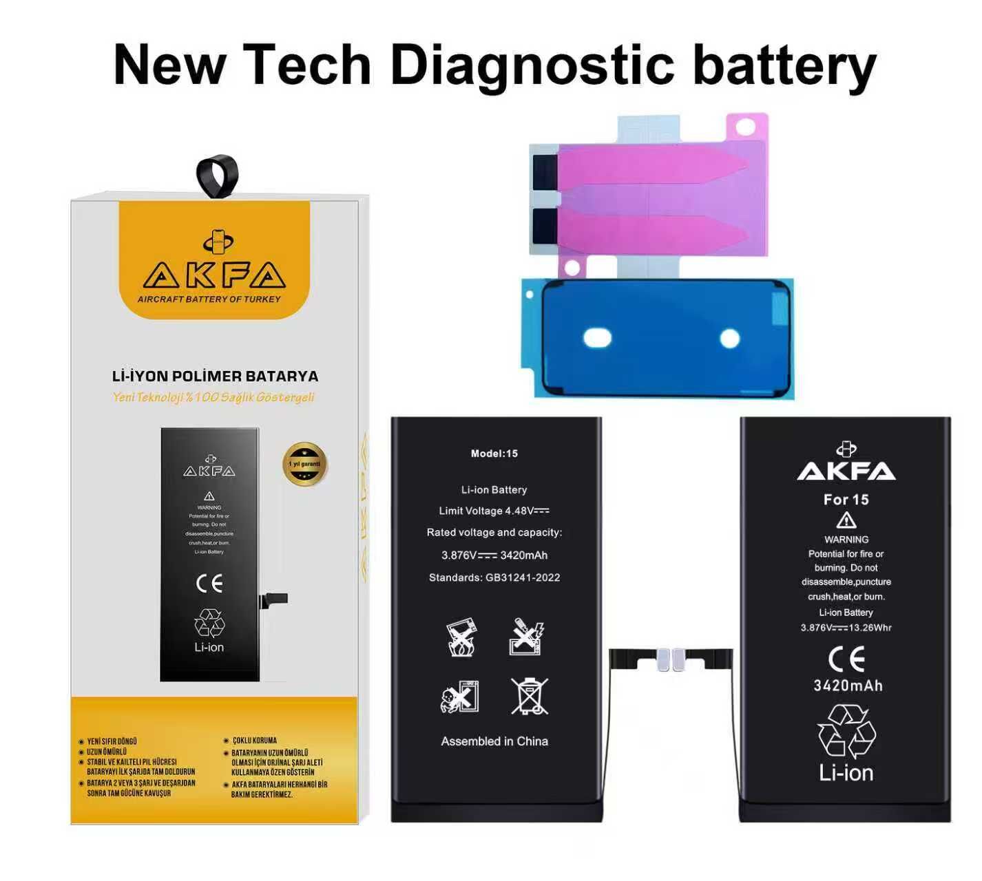 Akfa  İphone 15 Batarya Uyarı Vermeyen 3420 mAh