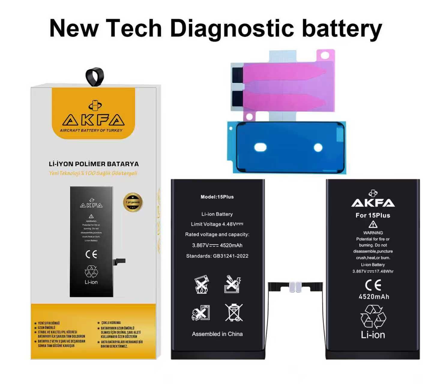 Akfa  İphone 15 Plus Batarya Uyarı Vermeyen 4520  mAh