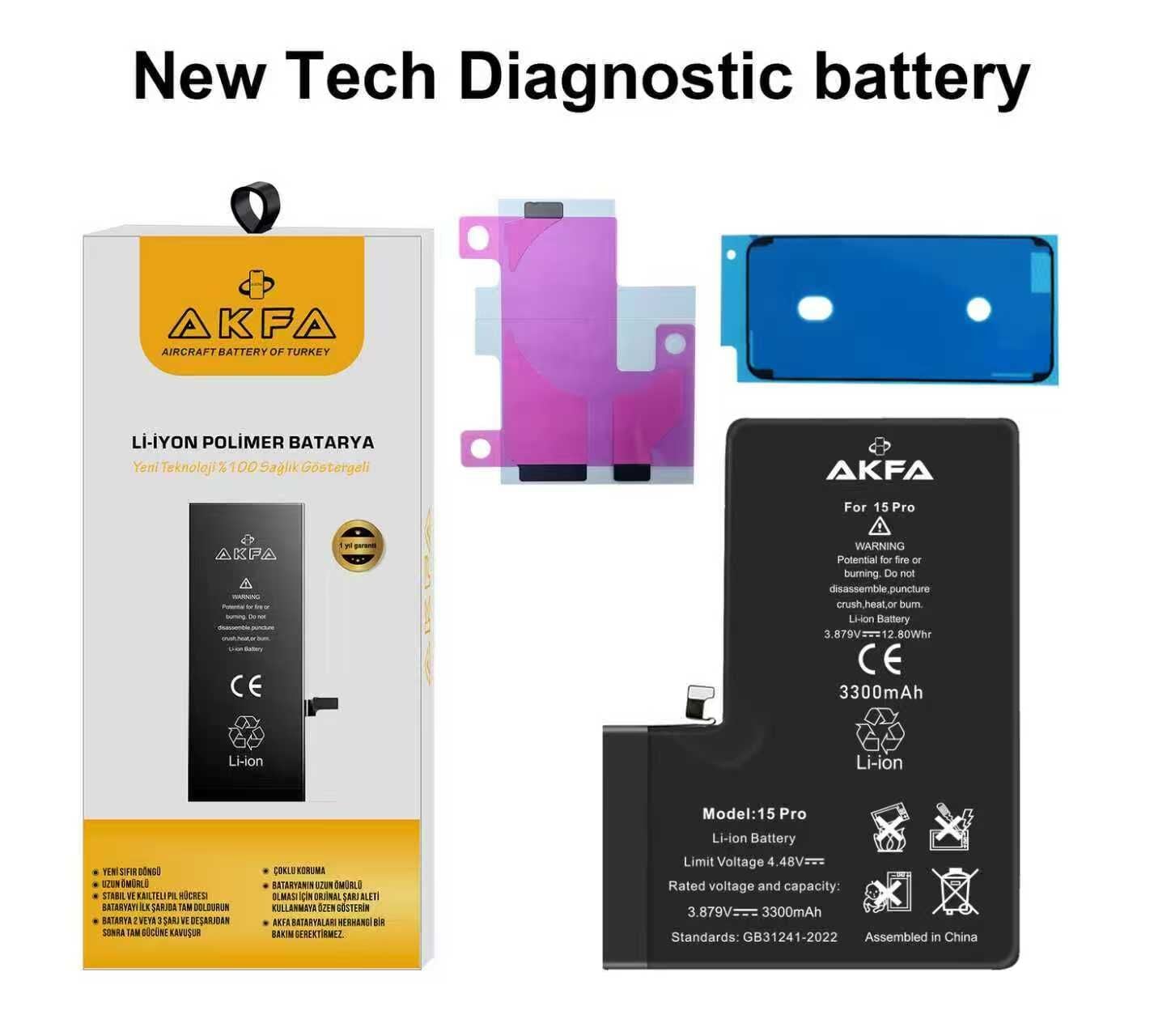 Akfa  İphone 15 Pro Batarya Uyarı Vermeyen 3300 mAh