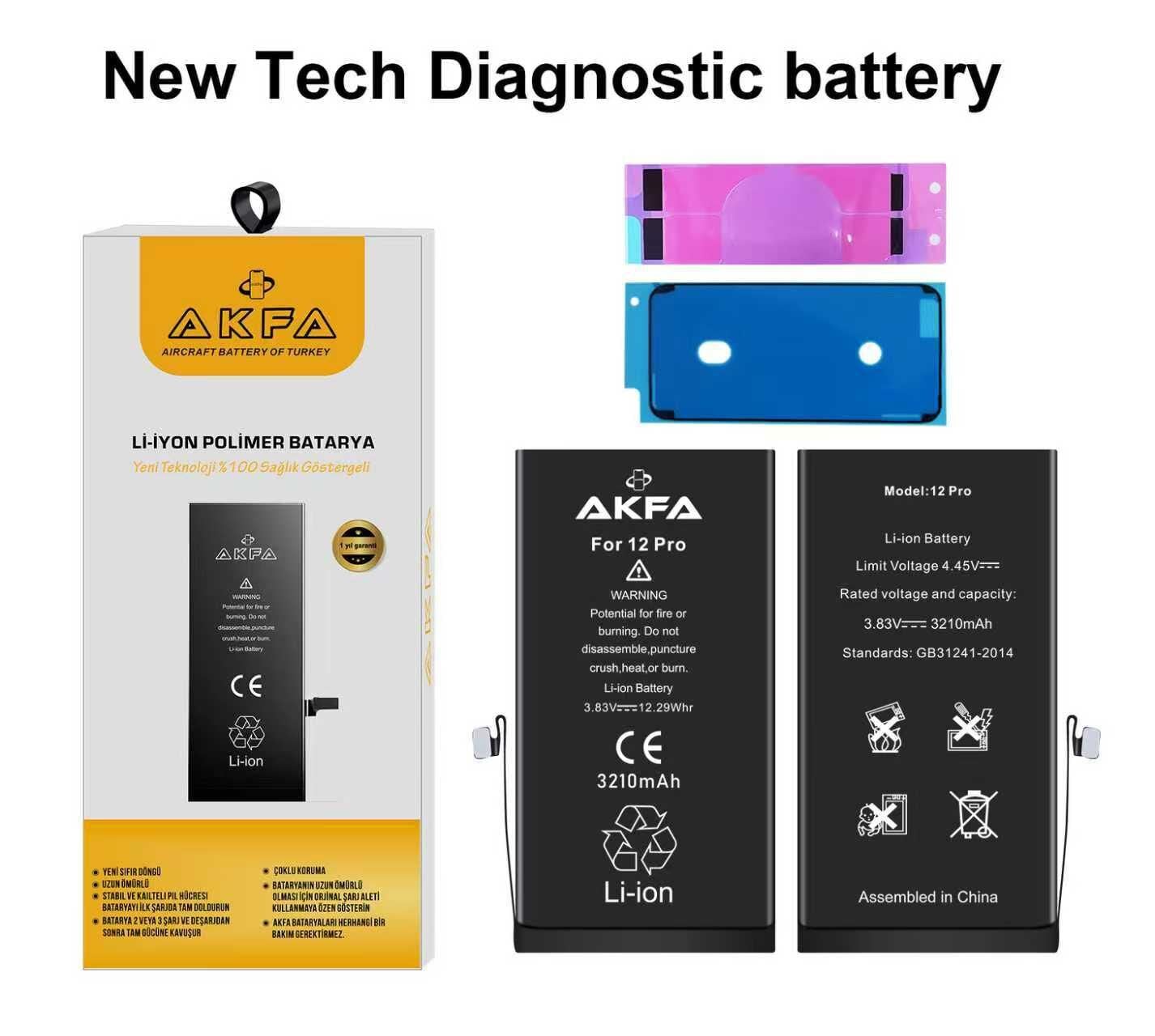 Akfa  İphone 12-12 Pro Batarya Uyarı Vermeyen 3210 mAh