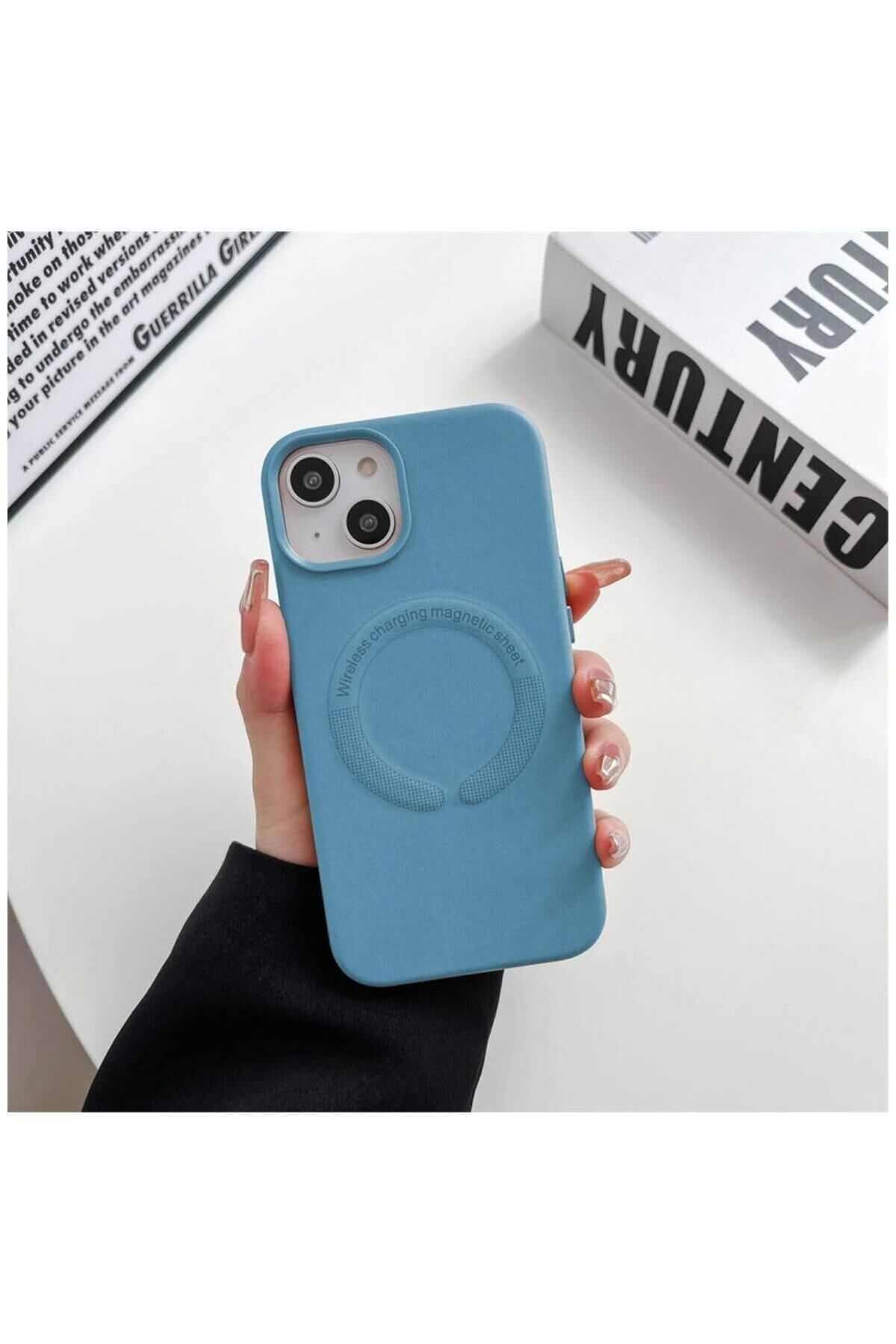 Apple Iphone 14 Plus Uyumlu Kılıf Magsafe Açık Mavi