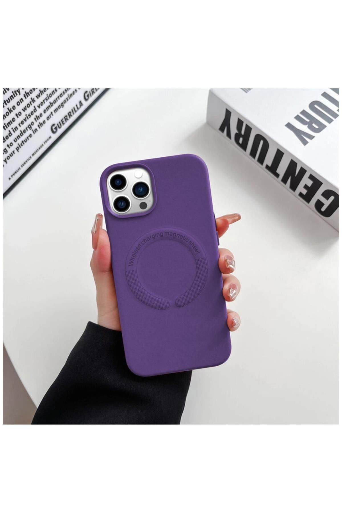 Apple Iphone 12 Pro Max Uyumlu Kılıf Magsafe Derin Mor